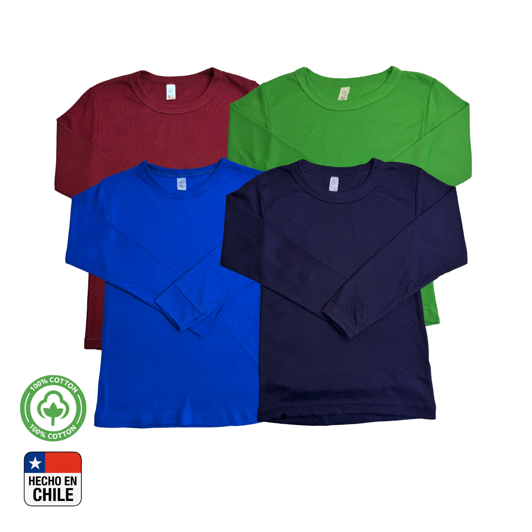 Set x4 Camisetas Manga Larga 100% Algodón · Suavidad y Calidad Nacional